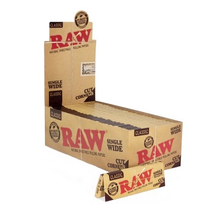 RAW SINGLE-WIDE CLASSIC CUT CORNERS SINGLE WINDOW BOX 50CT/ DISPLAY